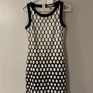 Banana Republic Black and Cream Geometric Dress